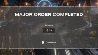 Helldivers 2 Major Order medals reward notification