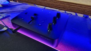 Yamaha ZG02 on a gaming desk under blue RGB lighting